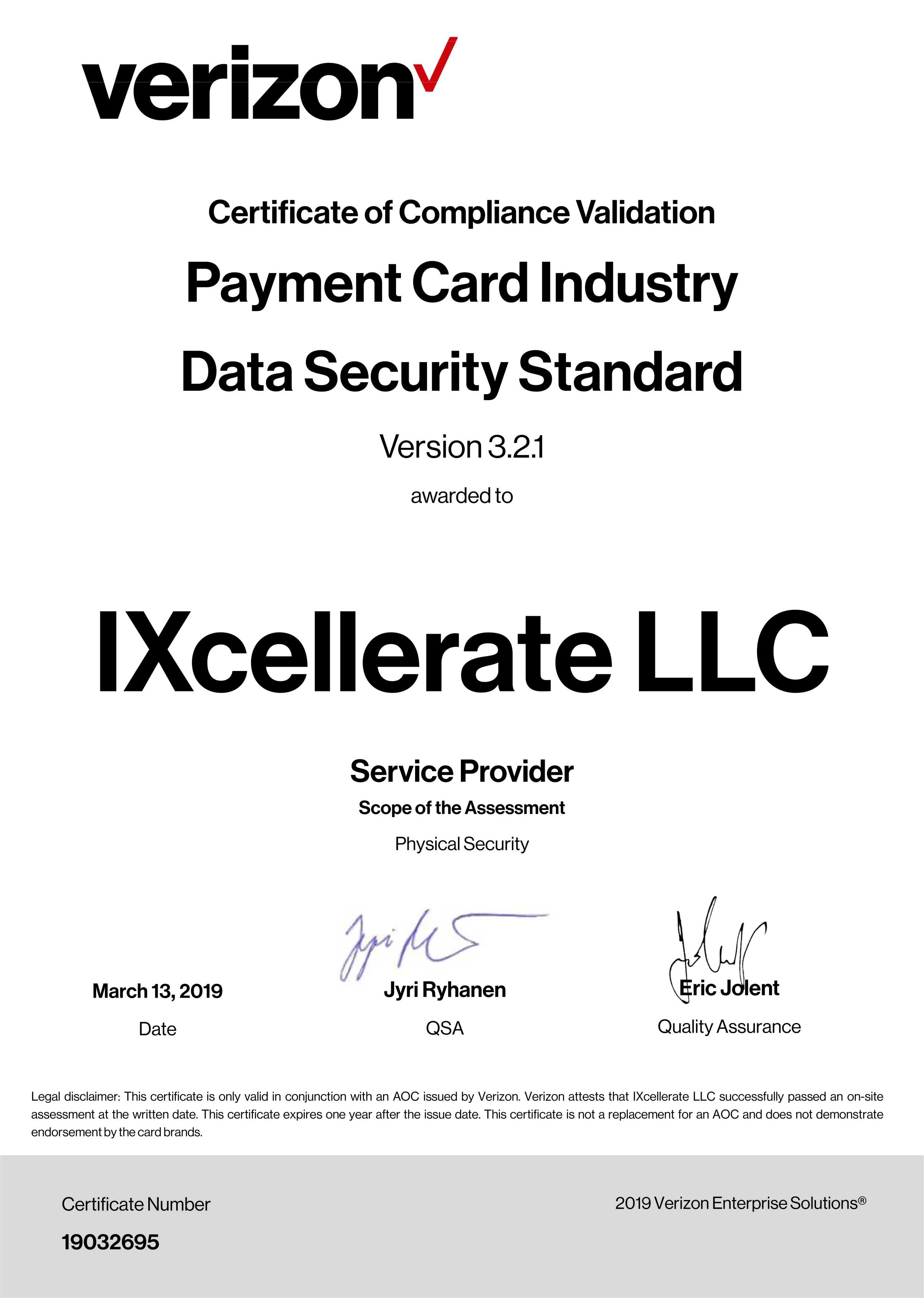 PCI DSS IXcellerate 2019